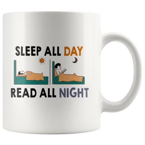 "Read All Night"11 oz White Ceramic Mug