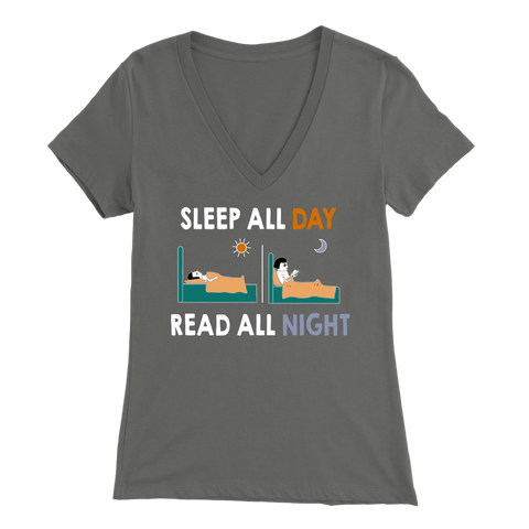 "Read All Night" Womens V-Neck Super Soft T-Shirt