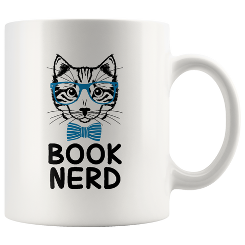 "Book Nerd"11 oz White Ceramic Mug