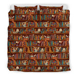 Brown bookish pattern bedding