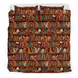 Brown bookish pattern bedding