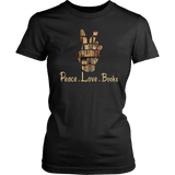 "Peace Love Books"Womens Fitted T-Shirt