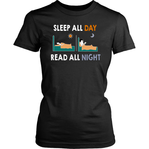 "Read All Night"Womens Fitted T-Shirt