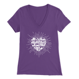 "Heart Of Books" Womens V-Neck Super Soft T-Shirt