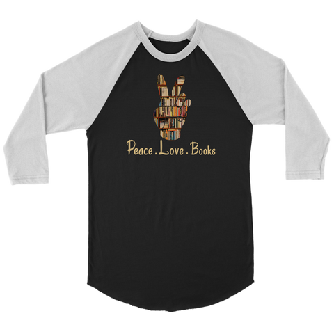 "Peace Love Books" Unisex Raglan Long Sleeve Shirt
