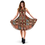 Bookish Pattern Midi Dress With Pockets