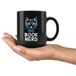 "Book Nerd"11 oz Black Ceramic Mug