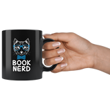 "Book Nerd"11 oz Black Ceramic Mug