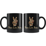 "Peace Love Books"11 oz Black Ceramic Mug