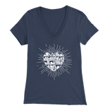 "Heart Of Books" Womens V-Neck Super Soft T-Shirt