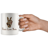 "Peace Love Books"11 oz White Ceramic Mug